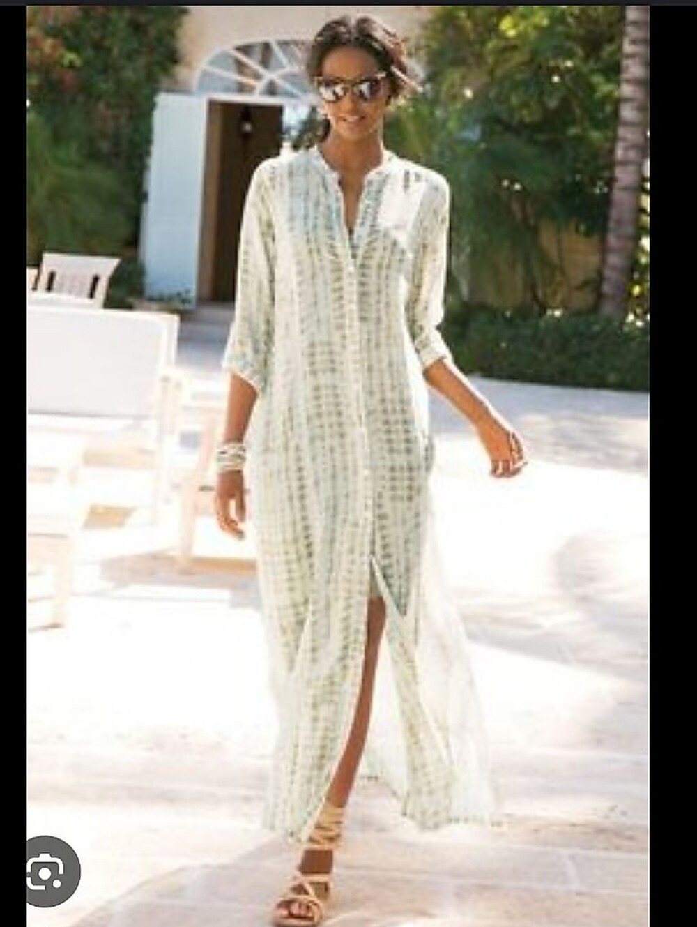 Soft Surrounding Lagenlook Maxi Shirt Dress Sheer 2AC20 Coastal Luxury Cover Up - Picture 6 of 6